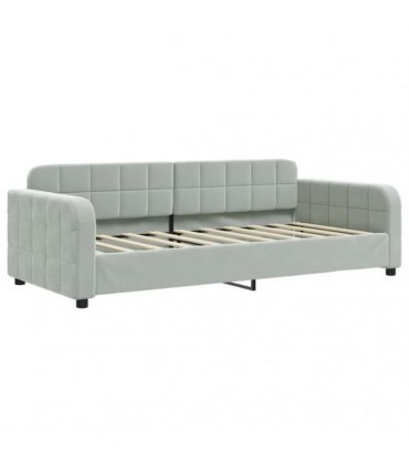 vidaXL Daybed with Trundle&Drawers without Mattress Light Grey 90x190 cm