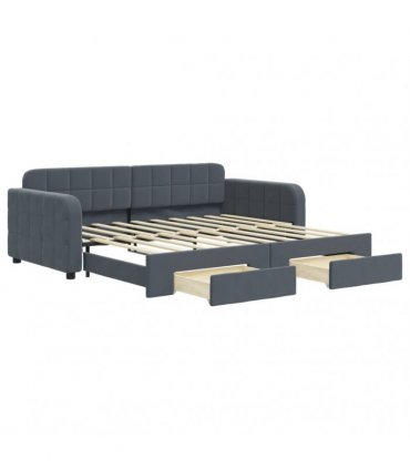 vidaXL Daybed with Trundle&Drawers without Mattress Dark Grey 90x190 cm