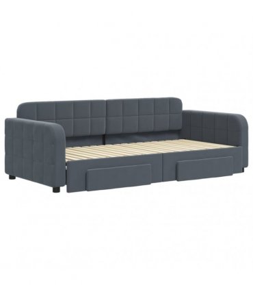 vidaXL Daybed with Trundle&Drawers without Mattress Dark Grey 90x190 cm