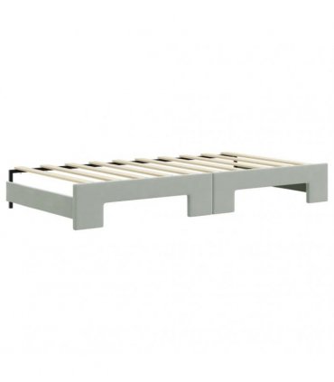 vidaXL Daybed with Trundle and Drawers Light Grey 90x190 cm Velvet