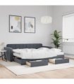 vidaXL Daybed with Trundle and Drawers Dark Grey 90x190 cm Velvet