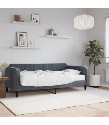 vidaXL Daybed with Mattress Dark Grey 90x190 cm Velvet