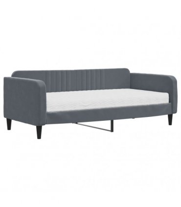 vidaXL Daybed with Mattress Dark Grey 90x190 cm Velvet