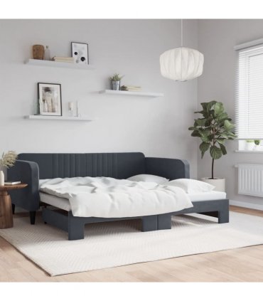 vidaXL Daybed with Trundle without Mattress Dark Grey 90x190 cm