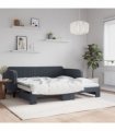 vidaXL Daybed with Trundle without Mattress Dark Grey 90x190 cm