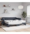 vidaXL Daybed with Trundle and Mattresses Dark Grey 90x190 cm Velvet