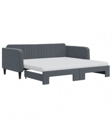 vidaXL Daybed with Trundle and Mattresses Dark Grey 90x190 cm Velvet