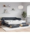 vidaXL Daybed with Trundle&Drawers without Mattress Dark Grey 90x190cm