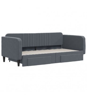 vidaXL Daybed with Trundle&Drawers without Mattress Dark Grey 90x190cm