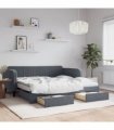 vidaXL Daybed with Trundle and Drawers Dark Grey 90x190 cm Velvet