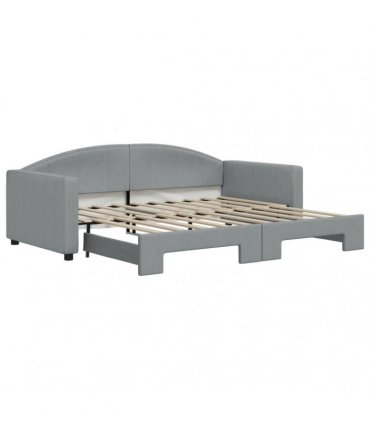 vidaXL Daybed with Trundle without Mattress Light Grey 90x190 cm