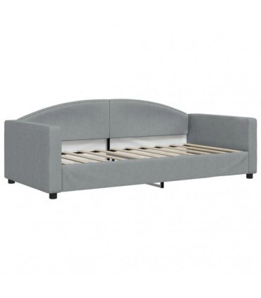 vidaXL Daybed with Trundle and Mattresses Light Grey 90x190 cm Fabric