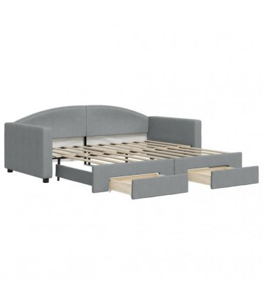 vidaXL Daybed with Trundle&Drawers Light Grey 90x190 cm