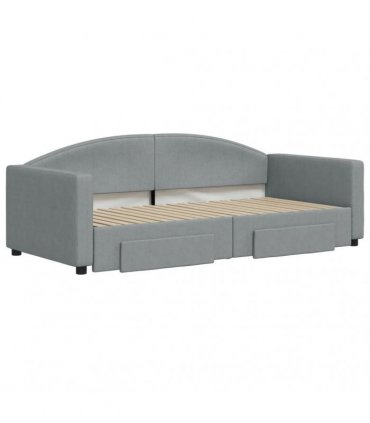 vidaXL Daybed with Trundle&Drawers Light Grey 90x190 cm