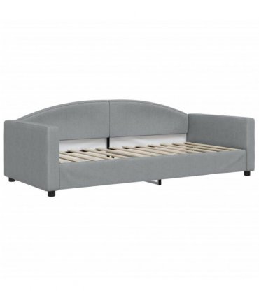 vidaXL Daybed with Trundle and Drawers Light Grey 90x190 cm Fabric