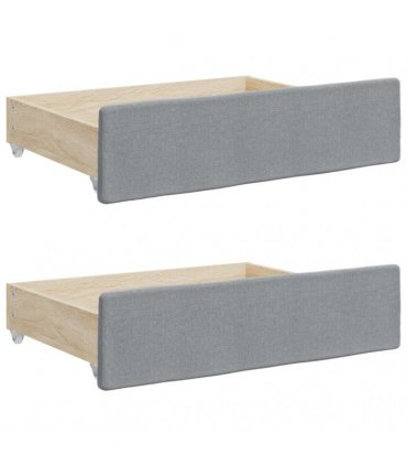 vidaXL Daybed with Trundle and Drawers Light Grey 90x190 cm Fabric