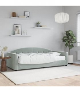 vidaXL Daybed with Mattress Light Grey 90x190 cm Velvet