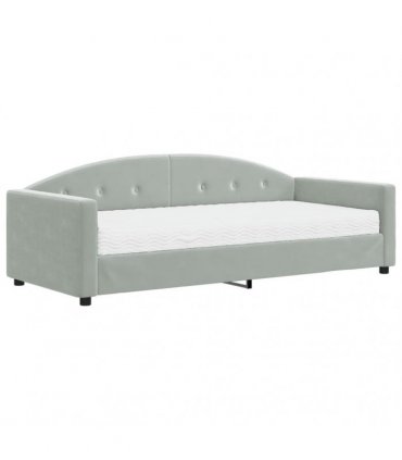 vidaXL Daybed with Mattress Light Grey 90x190 cm Velvet