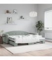vidaXL Daybed with Trundle without Mattress Light Grey 90x190 cm