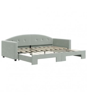 vidaXL Daybed with Trundle without Mattress Light Grey 90x190 cm