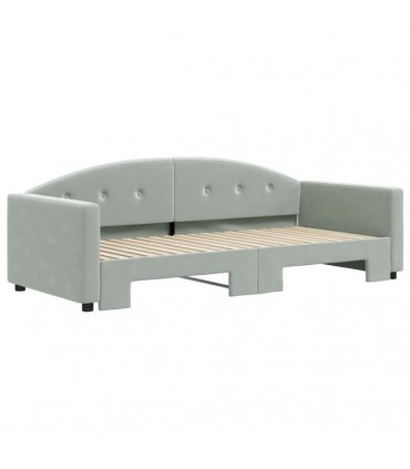 vidaXL Daybed with Trundle without Mattress Light Grey 90x190 cm