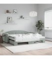 vidaXL Daybed with Trundle and Mattresses Light Grey 90x190 cm Velvet