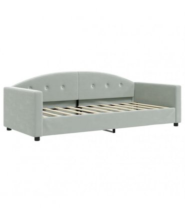 vidaXL Daybed with Trundle and Mattresses Light Grey 90x190 cm Velvet