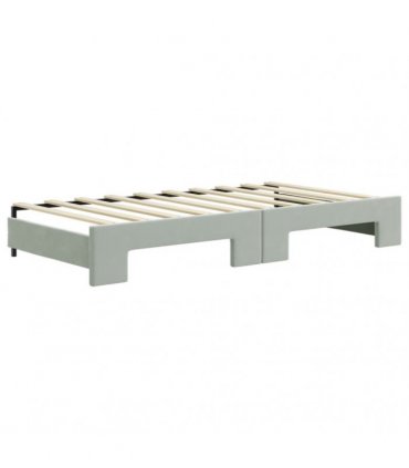 vidaXL Daybed with Trundle and Mattresses Light Grey 90x190 cm Velvet