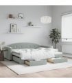 vidaXL Daybed with Trundle&Drawers without Mattress Light Grey 90x190 cm