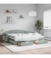 vidaXL Daybed with Trundle and Drawers Light Grey 90x190 cm Velvet
