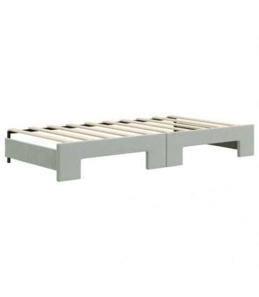 vidaXL Daybed with Trundle and Drawers Light Grey 90x190 cm Velvet