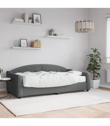 vidaXL Daybed with Mattress Dark Grey 90x190 cm Fabric
