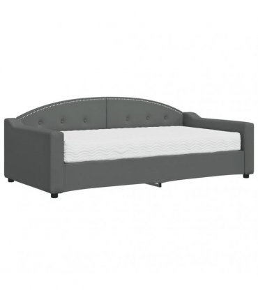 vidaXL Daybed with Mattress Dark Grey 90x190 cm Fabric