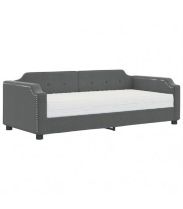 vidaXL Daybed with Mattress Dark Grey 90x190 cm Fabric