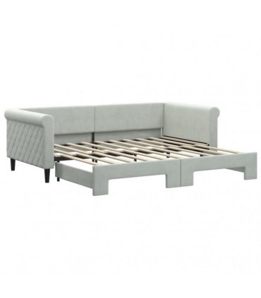 vidaXL Daybed with Trundle without Mattress Light Grey 90x190 cm