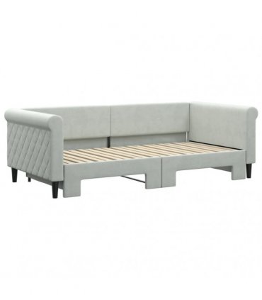 vidaXL Daybed with Trundle without Mattress Light Grey 90x190 cm