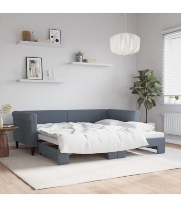 vidaXL Daybed with Trundle without Mattress Dark Grey 90x190 cm