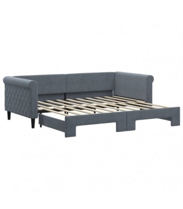 vidaXL Daybed with Trundle without Mattress Dark Grey 90x190 cm