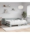 vidaXL Daybed with Trundle and Mattresses Light Grey 90x190 cm Velvet