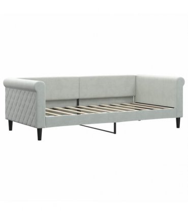 vidaXL Daybed with Trundle and Mattresses Light Grey 90x190 cm Velvet