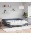 vidaXL Daybed with Trundle and Mattresses Dark Grey 90x190 cm Velvet