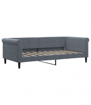 vidaXL Daybed with Trundle and Mattresses Dark Grey 90x190 cm Velvet