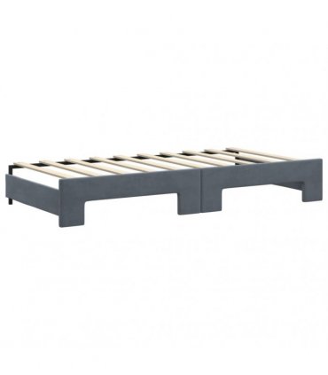 vidaXL Daybed with Trundle and Mattresses Dark Grey 90x190 cm Velvet
