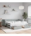 vidaXL Daybed with Trundle&Drawers without Mattress Light Grey 90x190 cm