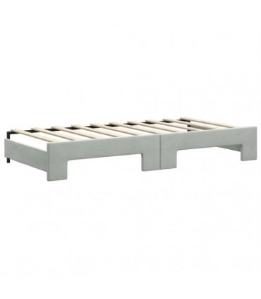 vidaXL Daybed with Trundle&Drawers without Mattress Light Grey 90x190 cm