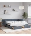vidaXL Daybed with Trundle&Drawers without Mattress Dark Grey 90x190cm