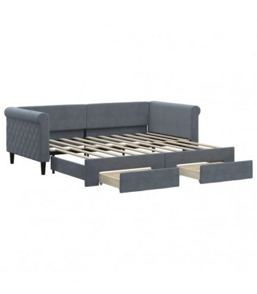 vidaXL Daybed with Trundle&Drawers without Mattress Dark Grey 90x190cm