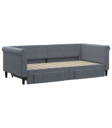 vidaXL Daybed with Trundle&Drawers without Mattress Dark Grey 90x190cm