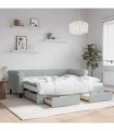 vidaXL Daybed with Trundle and Drawers Light Grey 90x190 cm Velvet