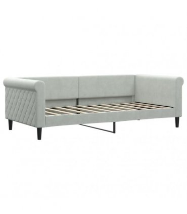 vidaXL Daybed with Trundle and Drawers Light Grey 90x190 cm Velvet